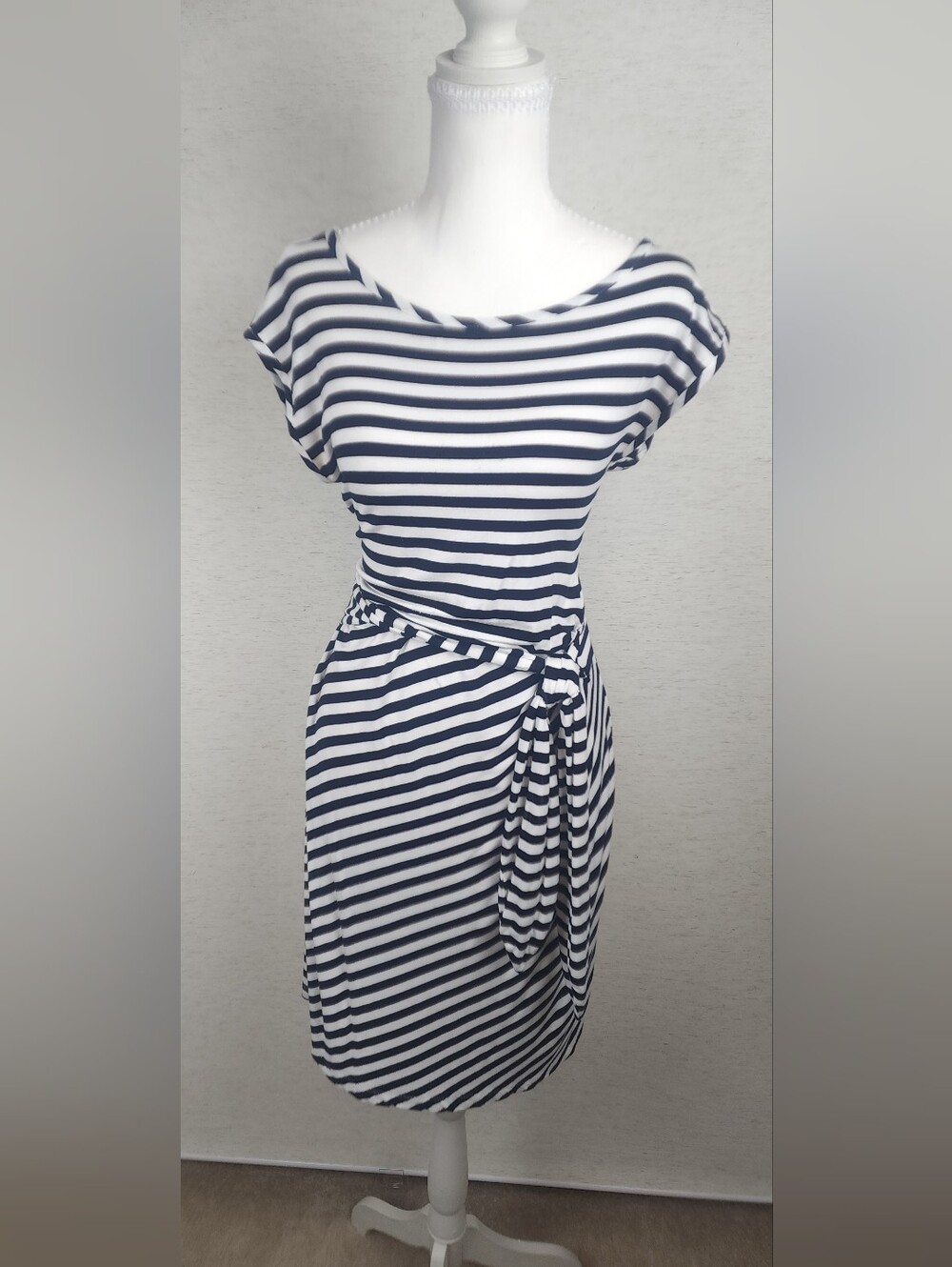 Black & White Striped Women’s Tie-Waist Dress